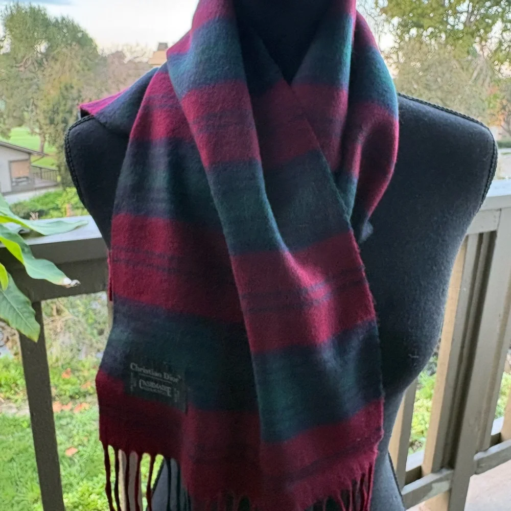Christian Dior Red Green Blue Plaid Men’s Scarf